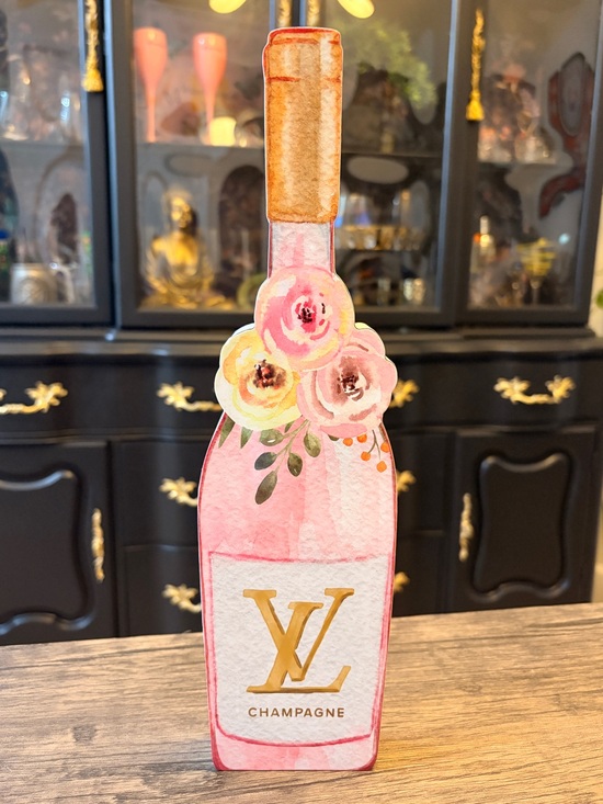 Other - 3D Inspired Pink Champagne Bottle Decorative Accent